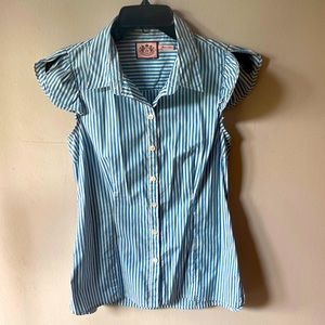 2/$40-   Juicy Couture capped sleeve nautical blue and white striped blouse